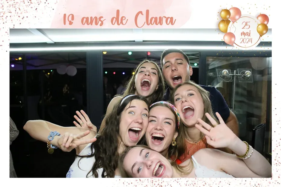 Masque d'impression photobooth, anniversaire : dix-huit ans, ballons et confettis