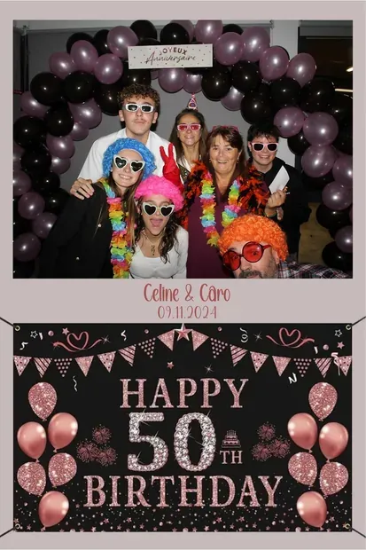 Masque d'impression photobooth, anniversaire : cinquante ans, deux visuels sur un même tirage