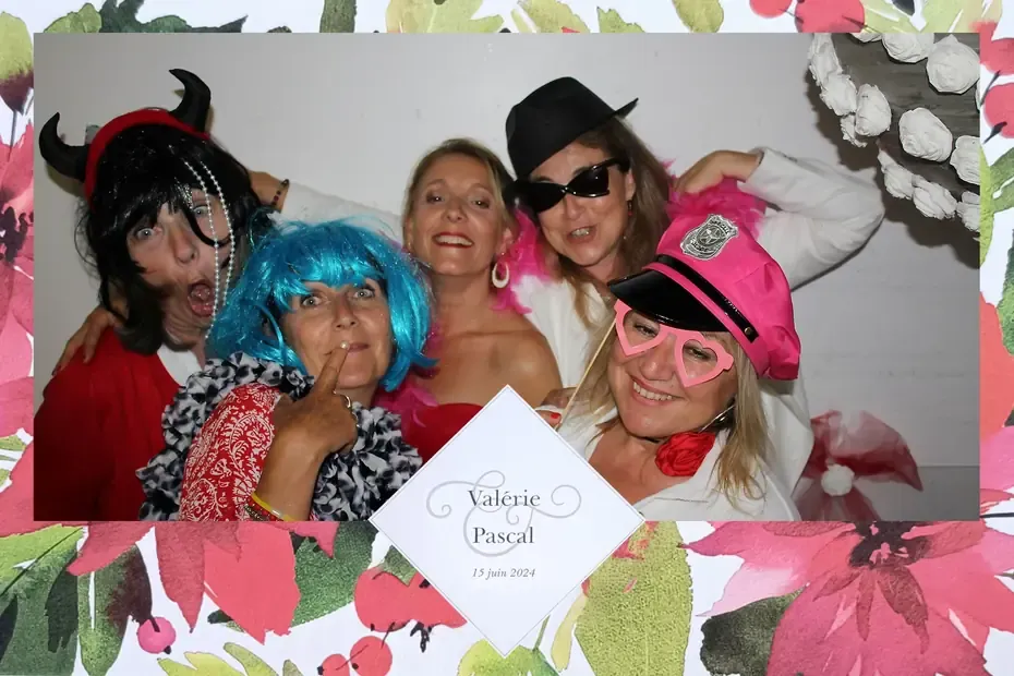 Masque d'impression photobooth, soirée à thème : motif floral pour une soirée costumée